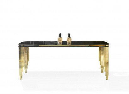 Esszimmermöbel Esstisch Edelstahltisch Goldene Holzmöbel Schwarz Modern